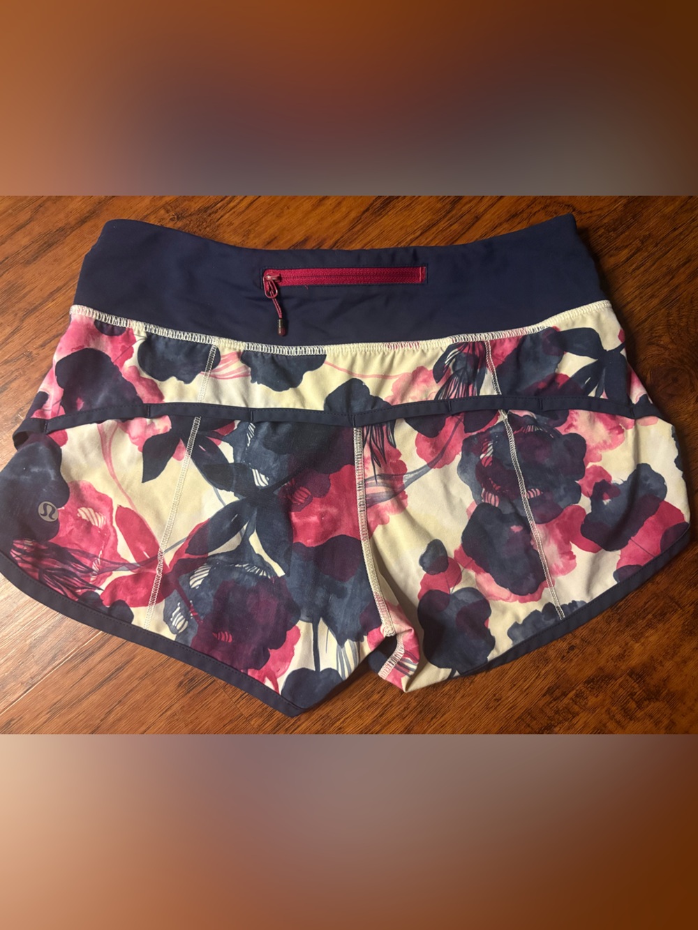 lululemon athletica Navy, Pink & Cream Floral Run Shorts